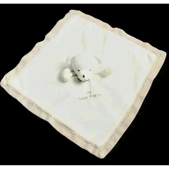 Carter's My Best Friend security blanket lovey rattle white beige 15 inches - Picture 2 of 7